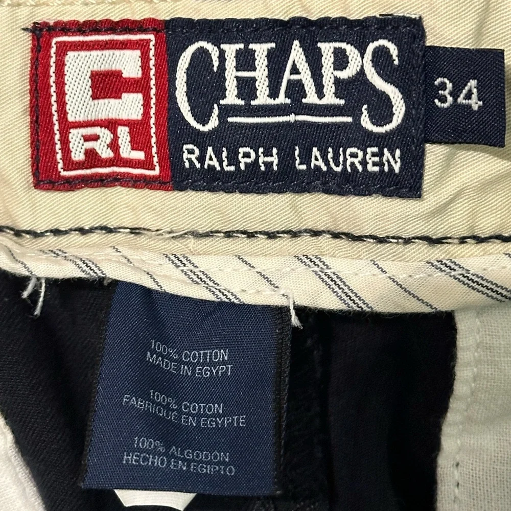 Chaps Ralph Lauren Pleated Chino Shorts Men's Size 34 Navy Pockets 7.5